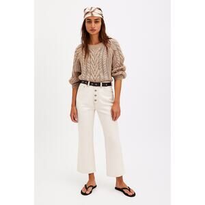 Free People- EDWIN Bound‎ Marli Ankle Jeans White Sz 30 High Rise Button Fly NWT